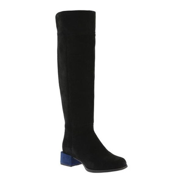 navy blue suede over the knee boots