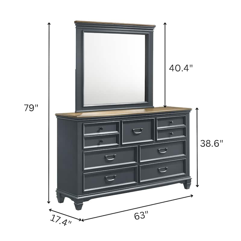 Roundhill Furniture Clelane Wood Bedroom Set with Bed, Dresser, Mirror, and Nightstand