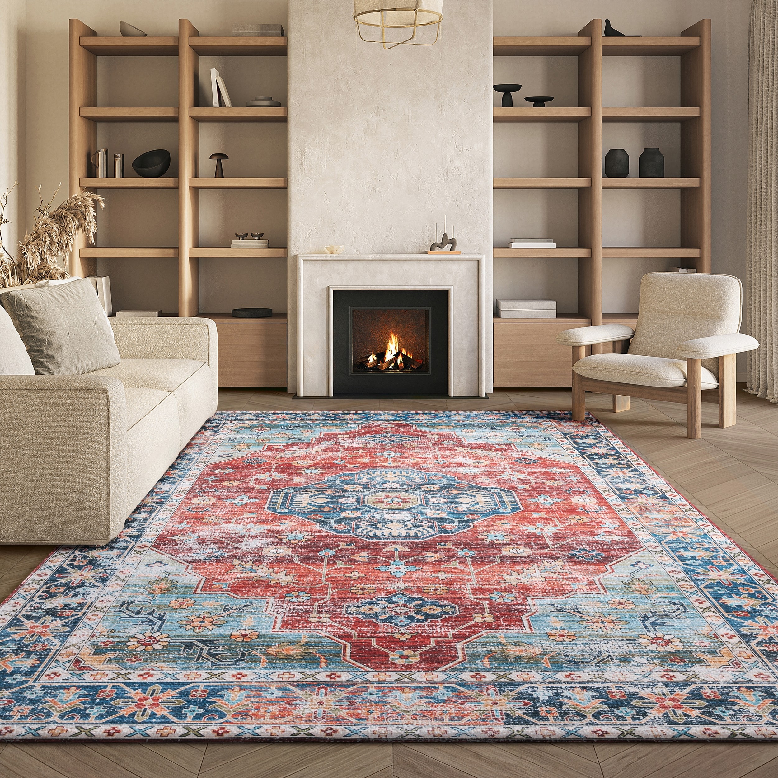 SAFAVIEH Tucson Hlin Transitional Machine Washable Rug