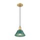 preview thumbnail 2 of 1, Yep by Golden Lighting Orwell 1-light 8in Pendant in Brushed Champagne Brass and Pine Green shade - Small Pendant - 7"
