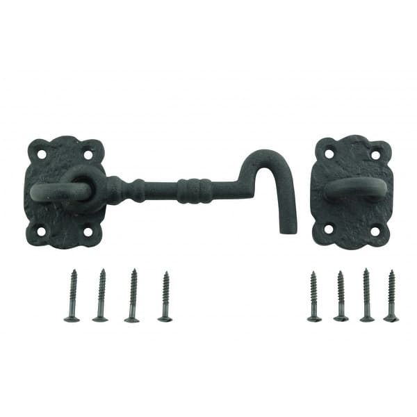 Door Latch Lock 5.5 Black Wrought Iron Hook and Eye Latch for