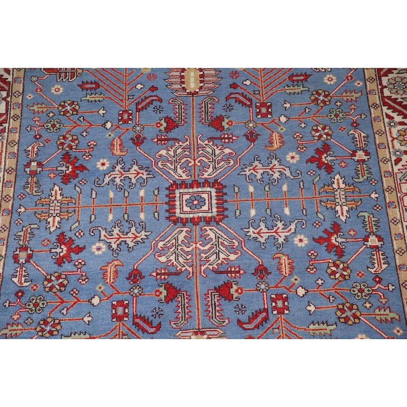Blue Oushak Oriental Area Rug Wool Carpet - 7'10"x 9'10"