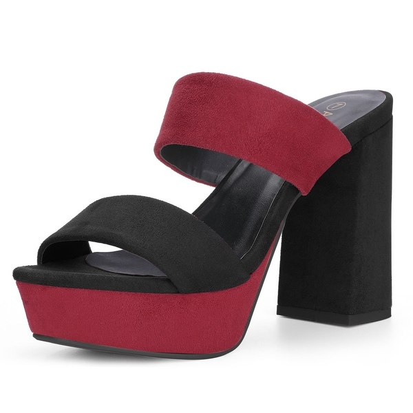 color block chunky heels