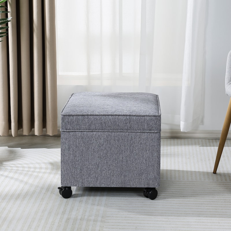 Adeco Square Storage Ottoman 17 inch Footstool