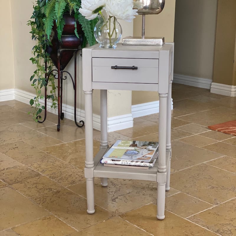 Farmhouse 1-Shelf And 1-Drawer Side Accent Table