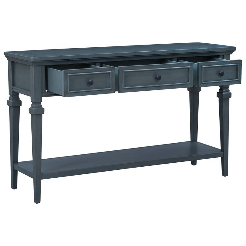 Retro Style Console Table with Three Drawers and Bottom Shelf