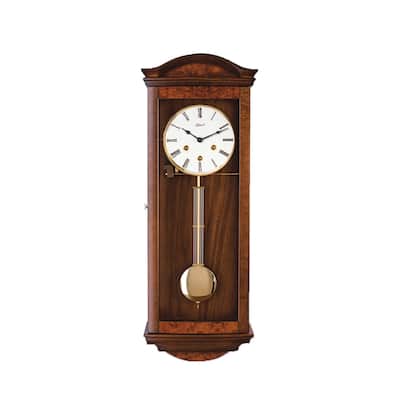 26" Brown and White Rectangular Regulator Pendulum Wall Clock