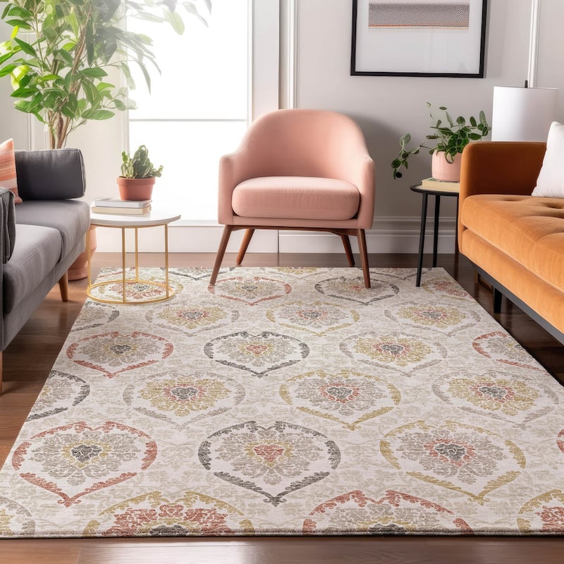 Premium Washable Super Soft Chic Medallions Mayfield Rug - Ivory - 3' x 5' - Rectangle