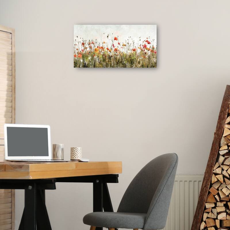 Poppy Parade on White By Studio Arts Canvas Art Print
