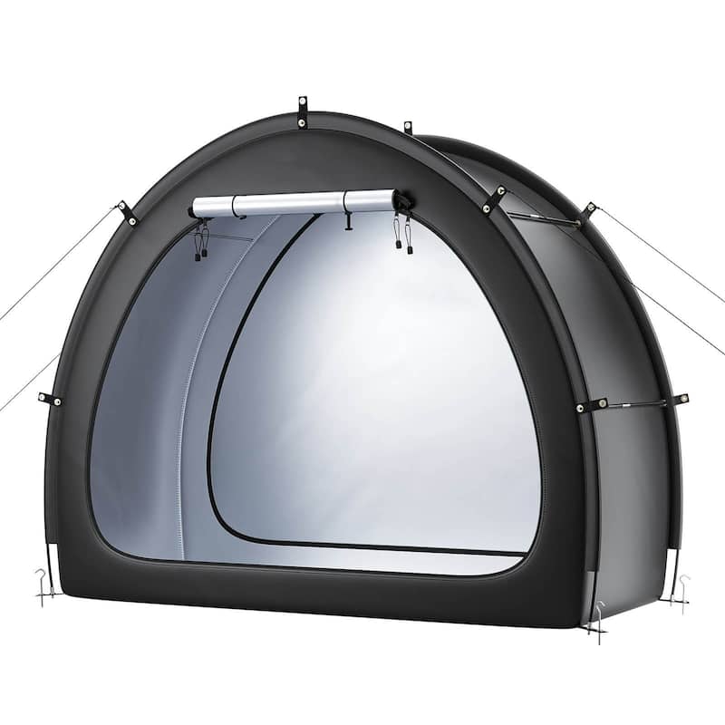 Black Waterproof Outdoor Bike Shed for 1-2 Bicycles Fan-Shaped Oxford Cover with Dual Access Doors - 1 to 2 Bikes