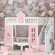 preview thumbnail 1 of 18, Twin over Twin Bunk Bed With Changeable Table,Conversation Desk Pink