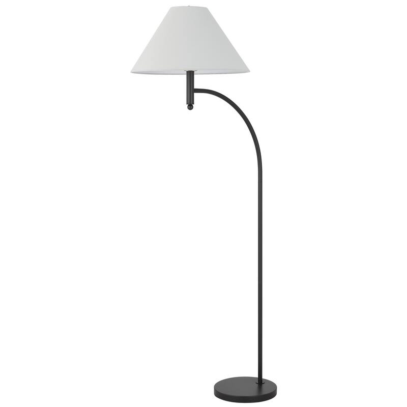 150W 3 way Groton metal mini arc floor lamp with hardback fabric shade - One Size