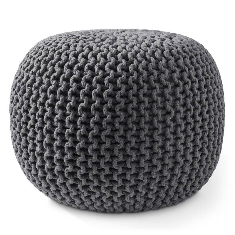 Cotton Pouf Ottomans Knit Foot Stool Pouffes for Living Room