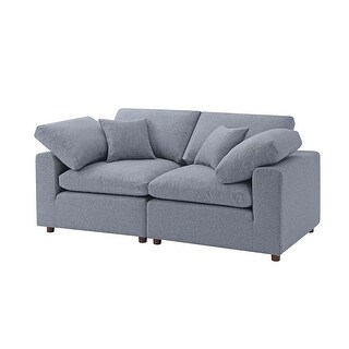 Loveseat Sofa Square Arms Grey Reclining Sofa with 2 Pillows - Bed Bath ...