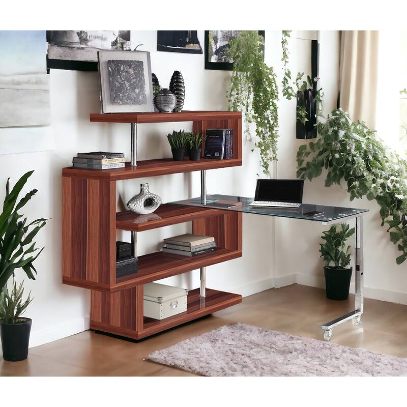 Chrome High Gloss Finish Writing Desk with Shelf