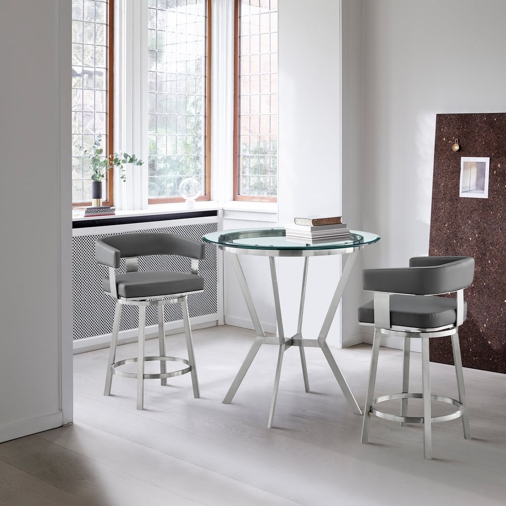 Naomi and Lorin Counter Height Dining Set in Grey Faux Leather