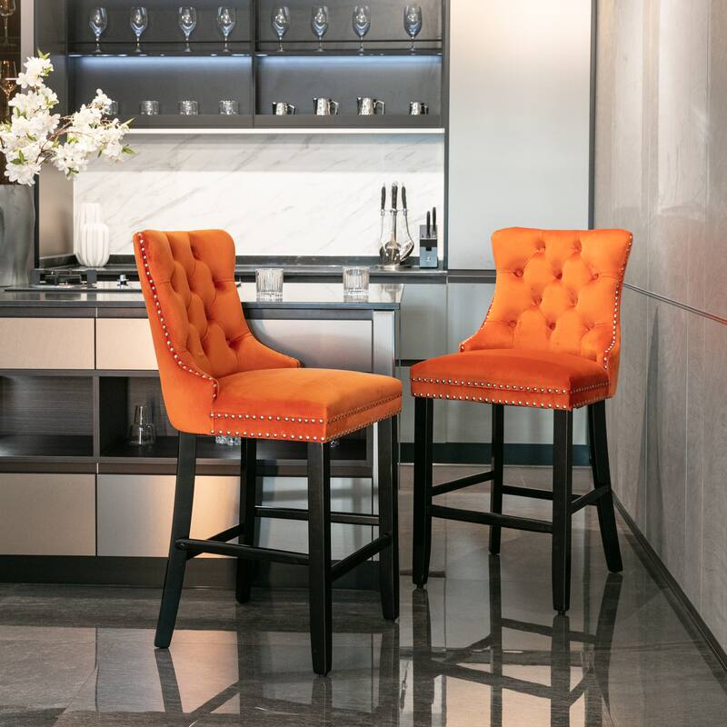 Leisure Style Bar Chairs,Set of 2 - Orange