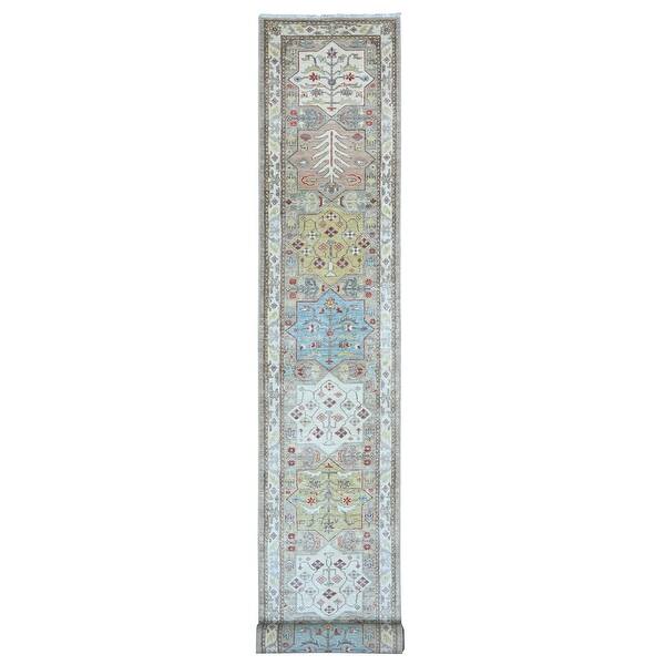 Slav Rug Slave Grey with Pale Cobalt, Caucasian Ashtafa Design, Fine Aryana ...