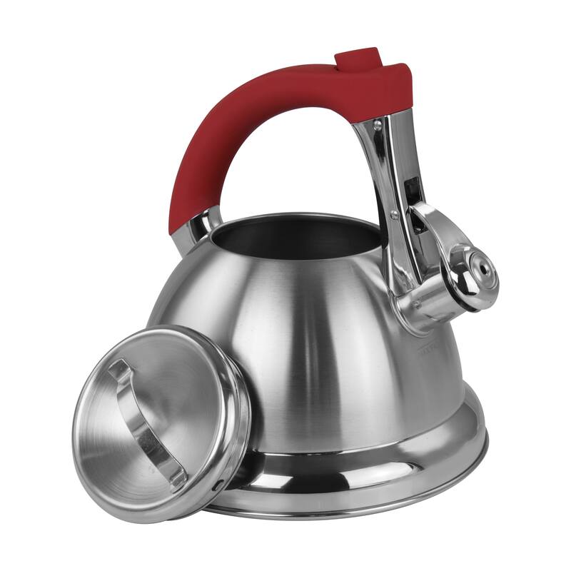 1.8 quart Stainless Steel Ergonomic Handle Wide Base Whistling Tea Kettle