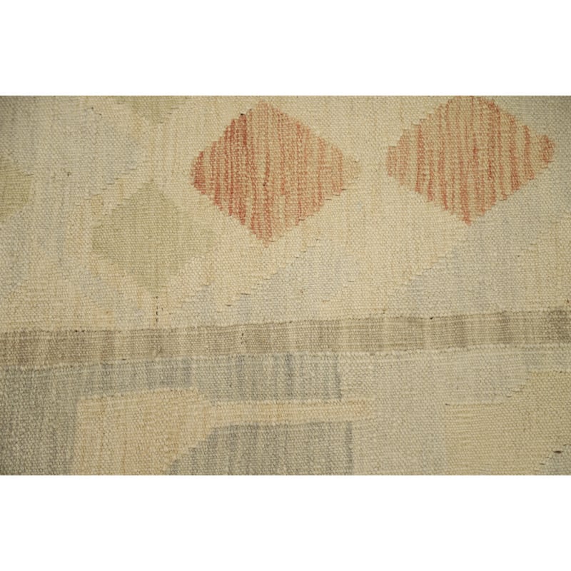 Hand Woven Oriental 100% Wool Carpet Southwestern Tribal Beige & Ivories Kilim Area Rug - 4' 11'' X 3' 3''
