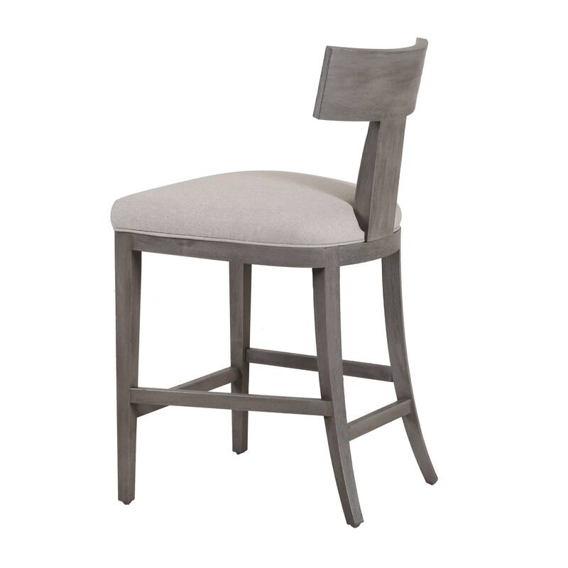 Modrest Fabien Mid-Century Modern Beige Linen & Grey Wash Counter Chair