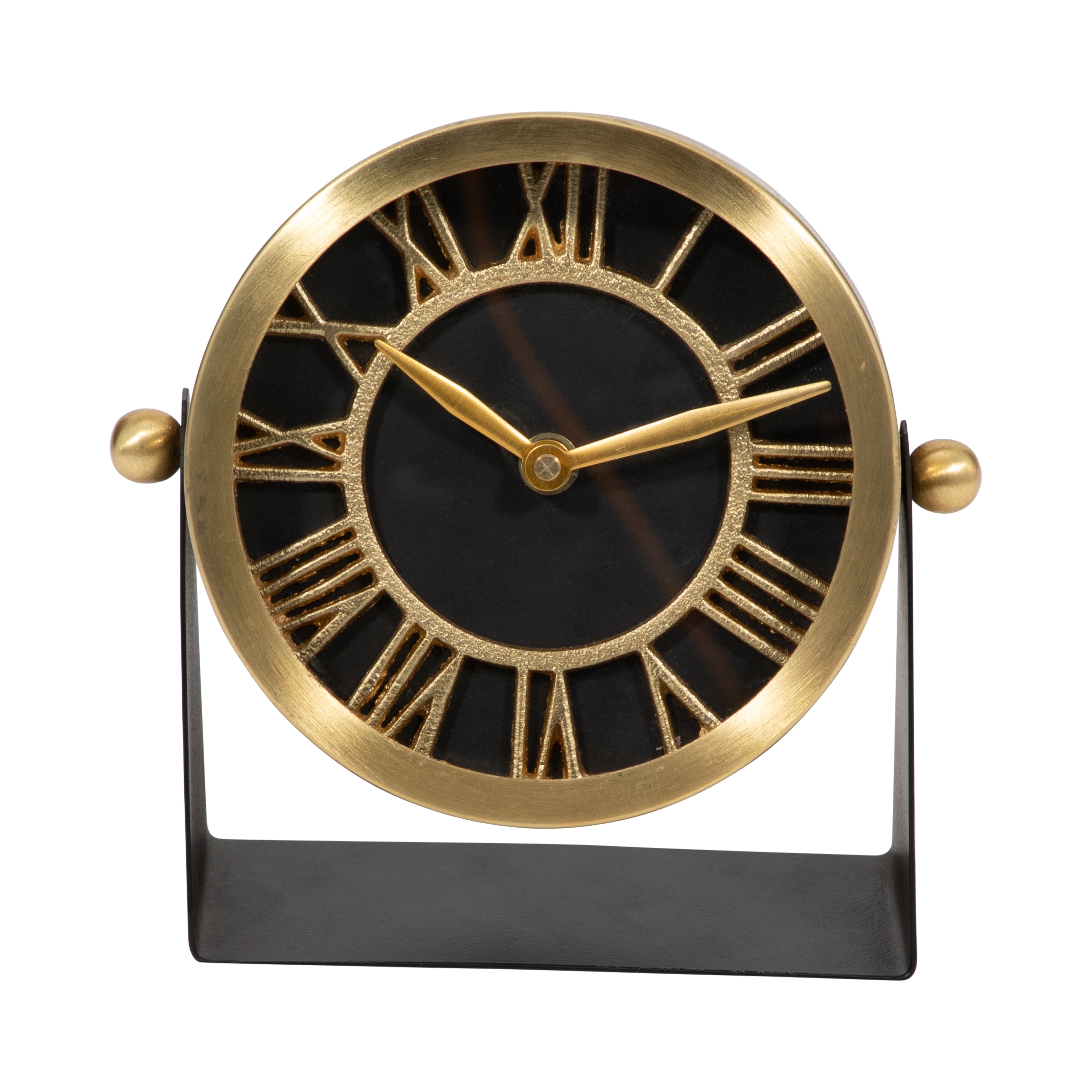 Sagebrook Home Metal Table Clock Gold Black, Round, Solid Color, Mysterious Interior Decor Wall