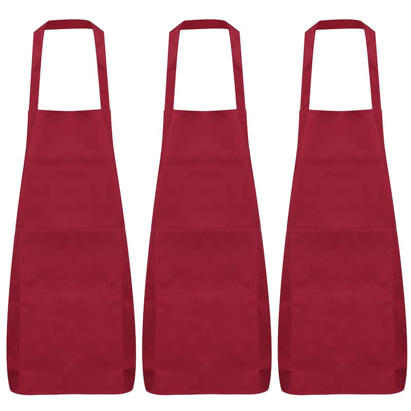 9pcs Plain Bib Aprons Washable Aprons Kitchen Cooking Aprons - 70cmx60cm