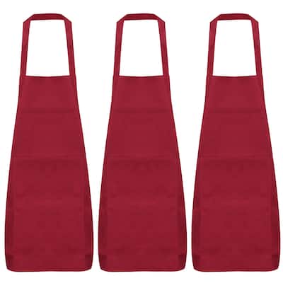 9pcs Plain Bib Aprons Washable Aprons Kitchen Cooking Aprons - 70cmx60cm