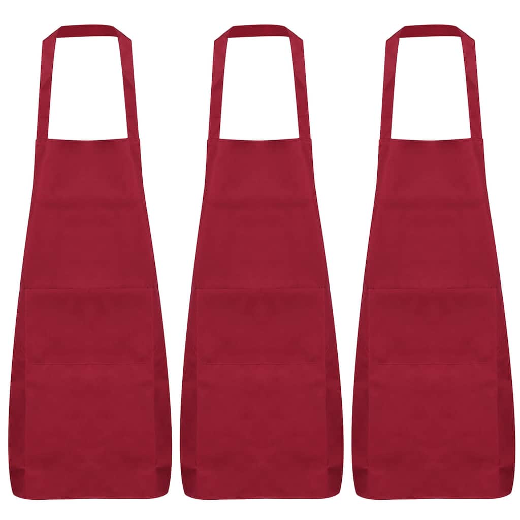 9pcs Plain Bib Aprons Washable Aprons Kitchen Cooking Aprons - 70cmx60cm
