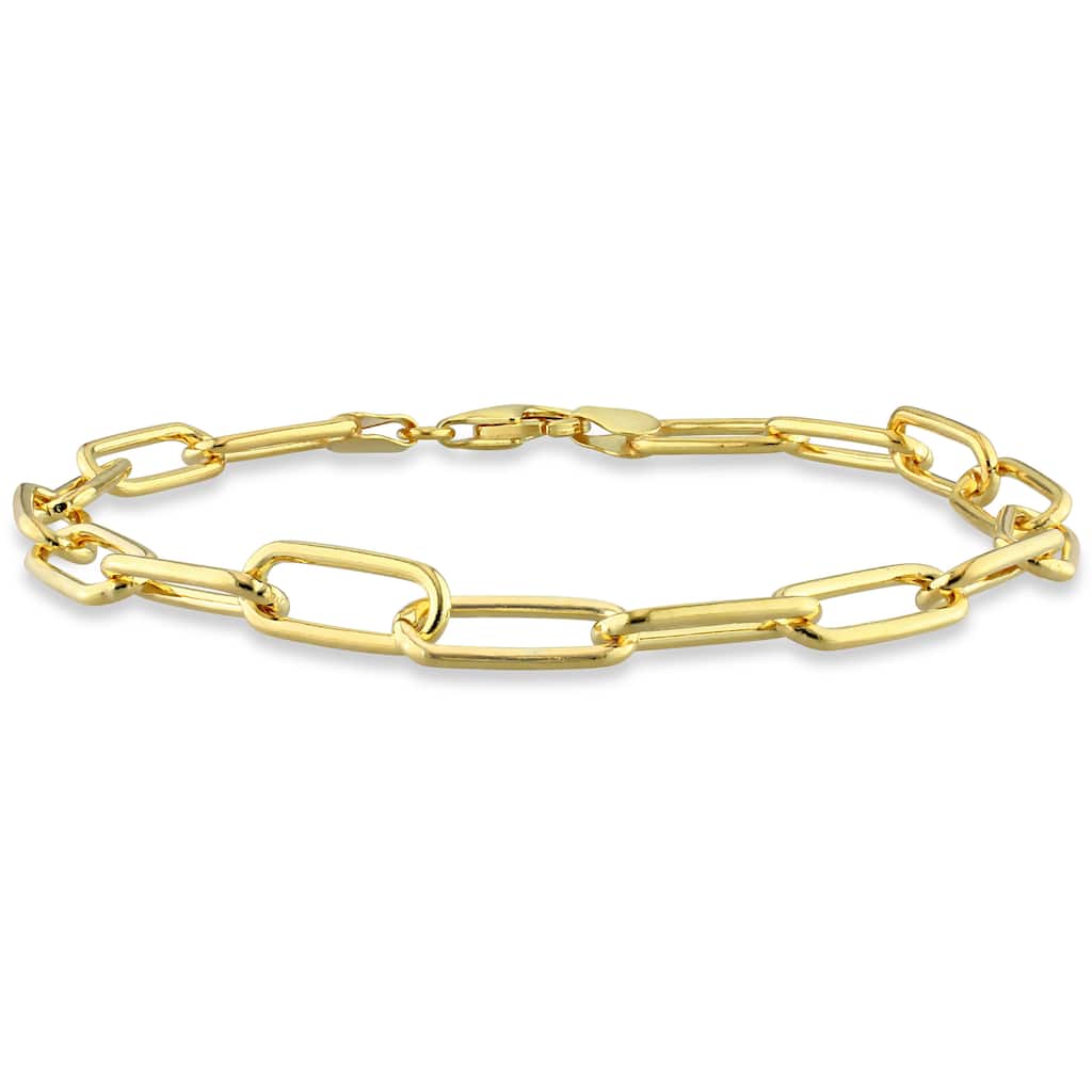 Miadora 18kt Yellow Gold Plated Sterling Silver Paperclip Men's Bracelet