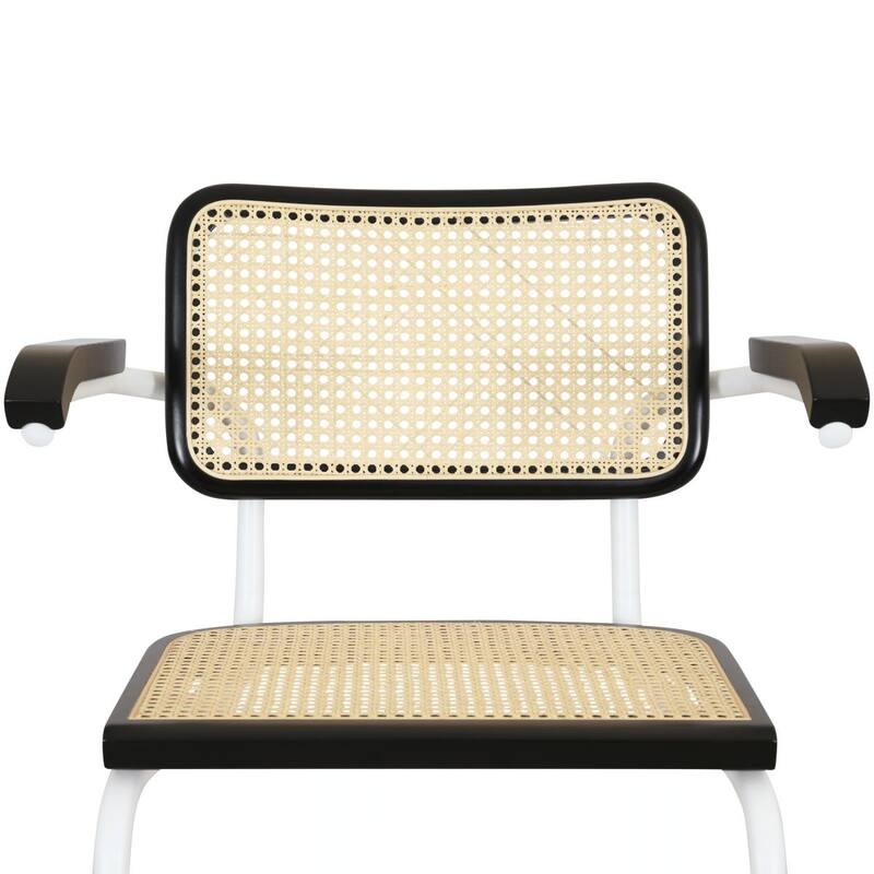 Breuer Chair Company Marcel Breuer Cesca Cane Cantilever Armchair Arm Chair w/ White Steel Frame (Various Wood & Cane Colors)