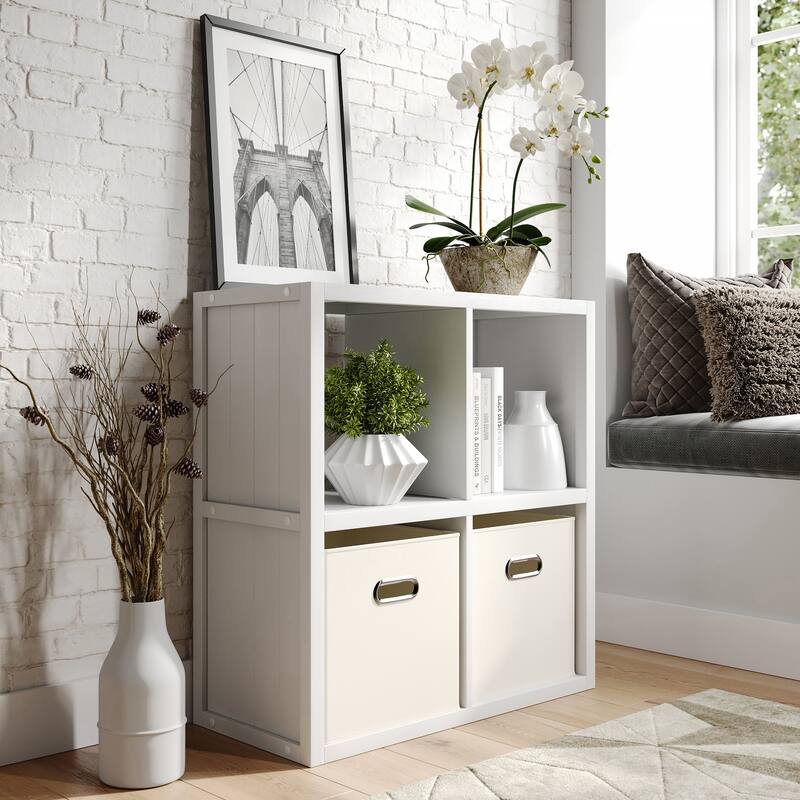 John Louis Home Solid Wood 4 Cube Storage Organizer White