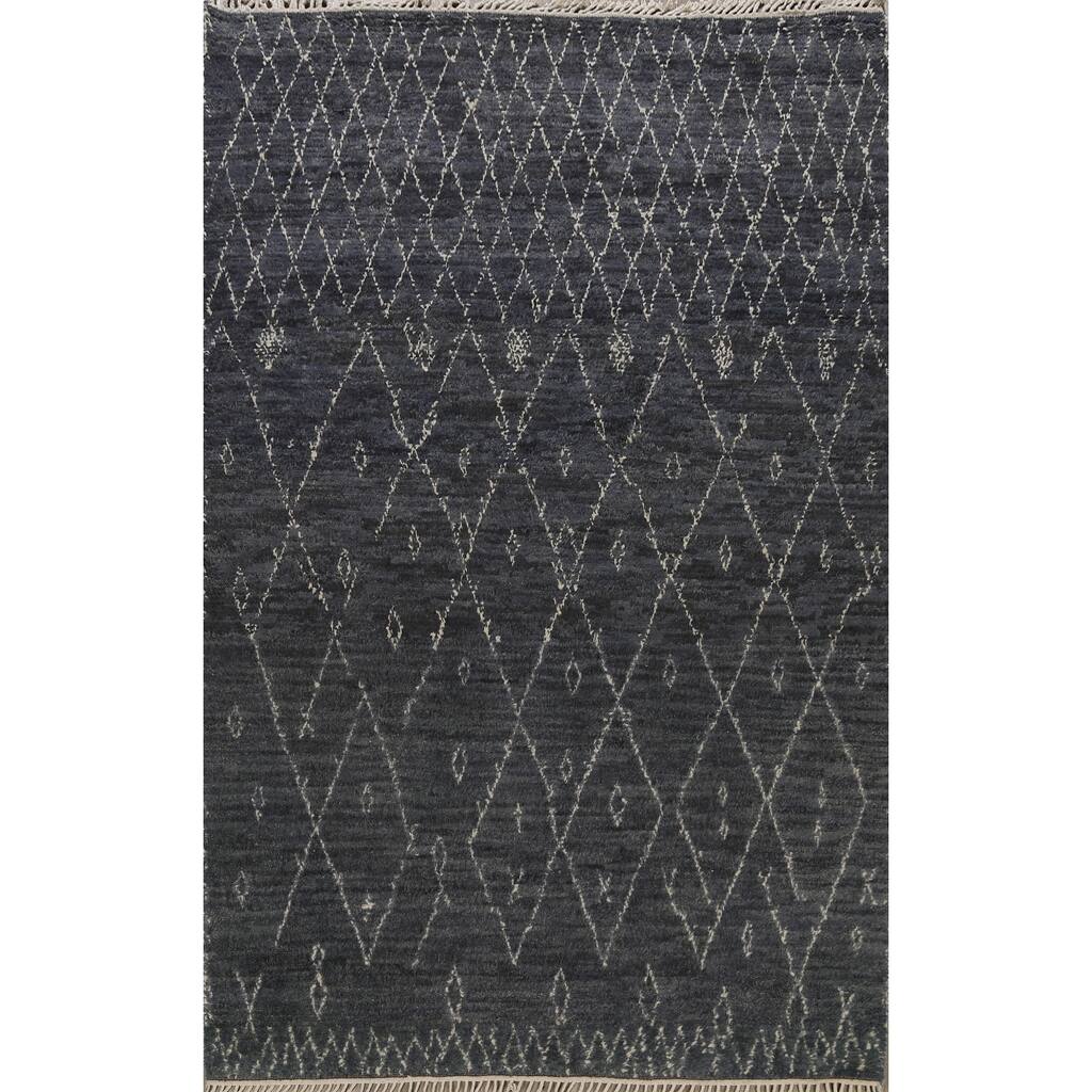 Tribal Moroccan Oriental Contemporary Area Rug Wool Hand-knotted - 7'9" x 9'9"