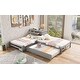 preview thumbnail 4 of 25, Full Size L-shaped Platform Beds with Drawers Linked with Built-in Rectangle Table and Twin Size Trundle.