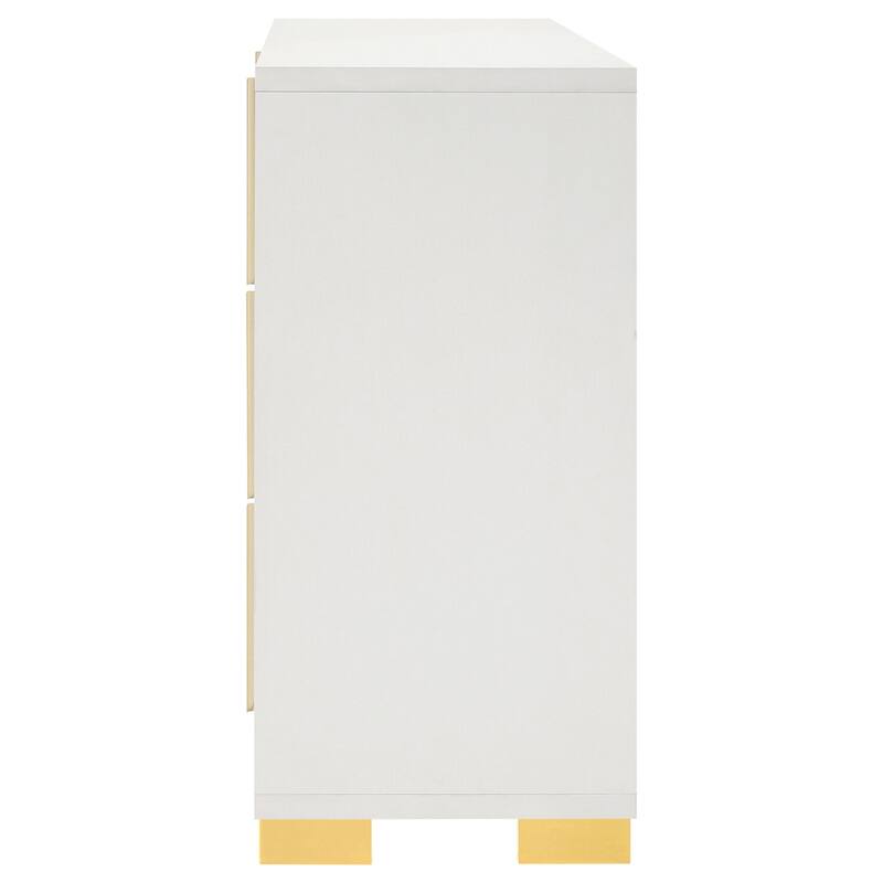 6-Drawer White Dresser with Sleek Contemporary Style, Spacious Storage, and Smooth Glide Drawer Functionality