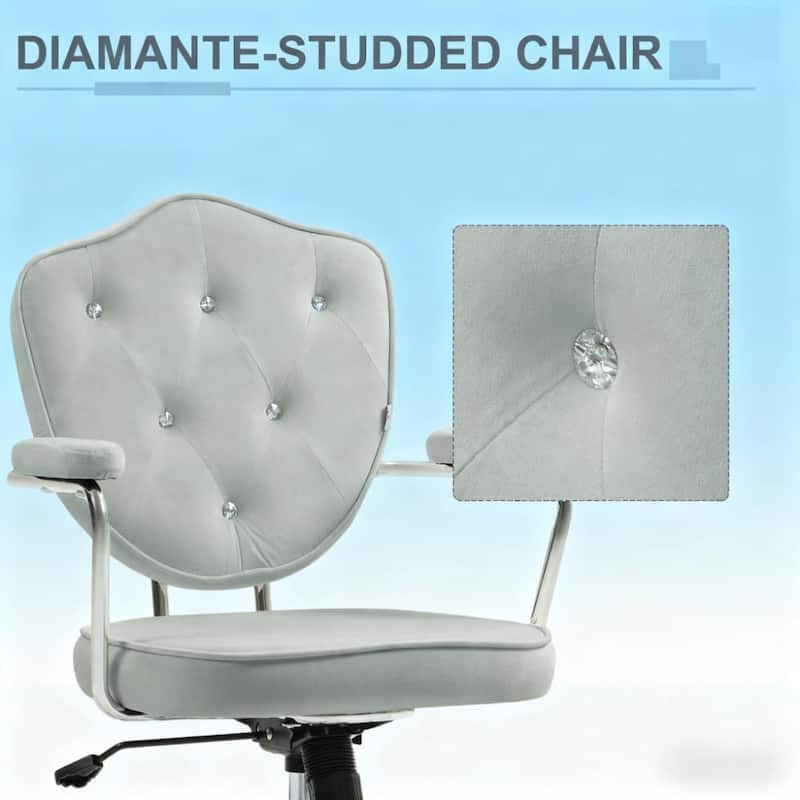 Tufted Office Chair with Swivel Wheels, Ergonomic Home Office Chair, Swivel Vanity Chair with Adjustable Height