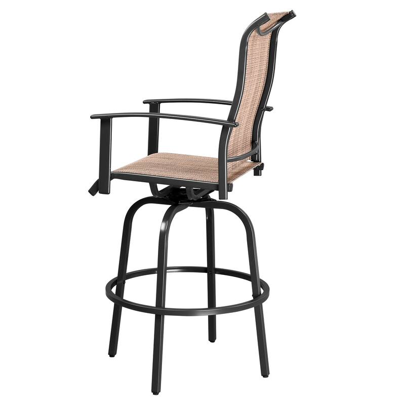 2 Pieces Wrought Iron Swivel Bar Chairs for Patio or Kitchen - 23.23" x 26.38" x 51.38"