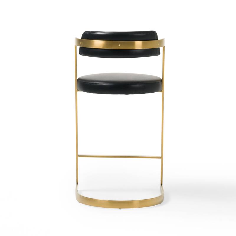 Modrest Shandra Black Pleather & Gold Counter Stool