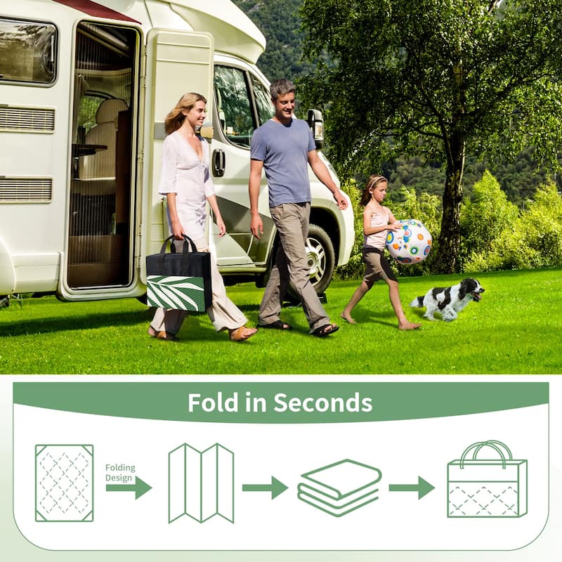 Mcow Palm Leaf Collection Reversible Woven Waterproof Outdoor Area Rug