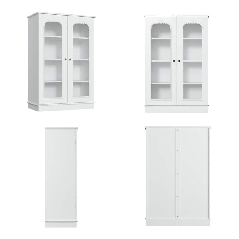 Modern Kitchen Pantry Cabinet Freestanding Storage Cabinet White Brown
