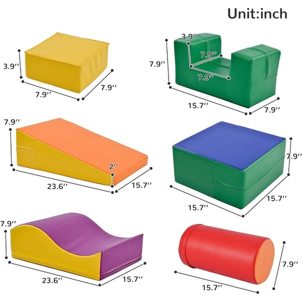 dimension image slide 0 of 2, Foam Climbing Blocks for Toddlers,Soft Climbing Indoor Set 6pcs