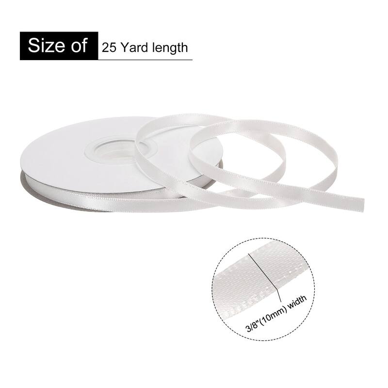 Double Faced Solid Satin Ribbon Polyester Fabric Roll for Gift Party - Cream White - 3/8" x 25 Yard