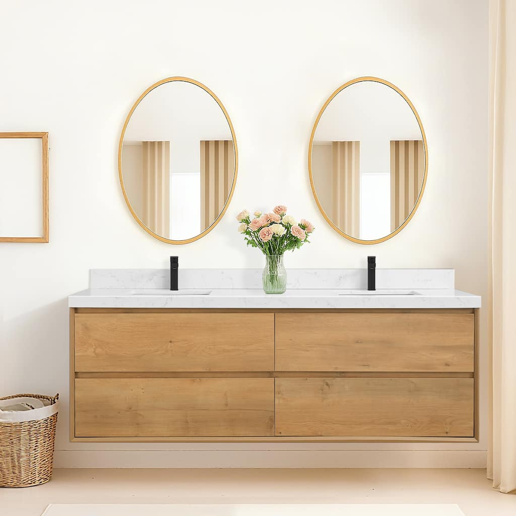 Sylphar 72 in. Toffee Oak Bath Vanity with Undermount Sink, 3 Top Options