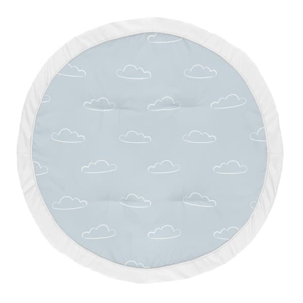 slide 2 of 4, Blue Clouds Collection Boy Baby Tummy Time Playmat - Slate and White Cloud Sky for Vintage Airplane Aviator Aviation Collection
