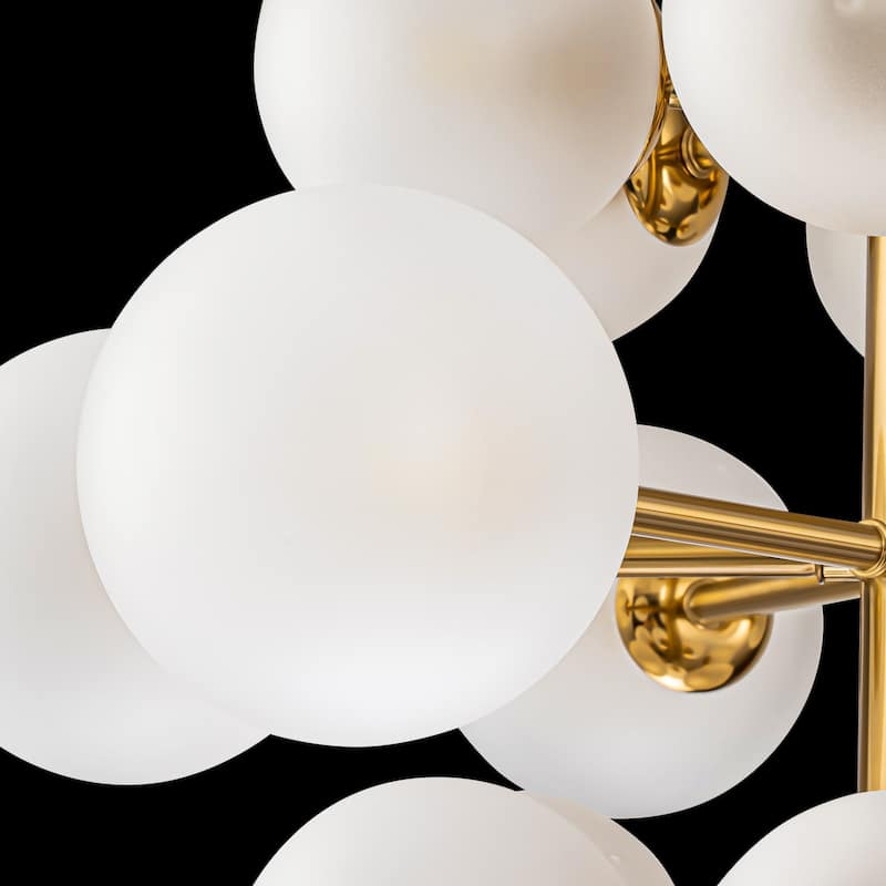 4-Tiered Modern Glam 19-Light Sputnik Cluster Frosted Glass Globe Bubble Chandelier