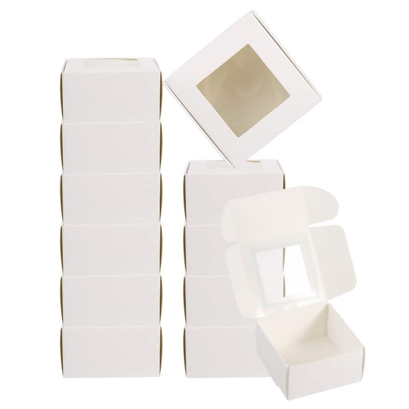 3"x3"x1.5" Paper Soap Box with Window, 30 Pack Soap Boxes Square, White