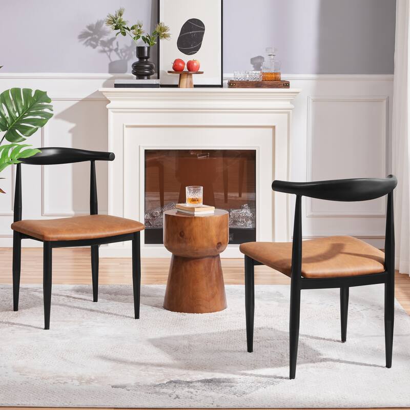 Yaheetech Armless Dining Chairs with Backrest Metal Legs- Set of 2
