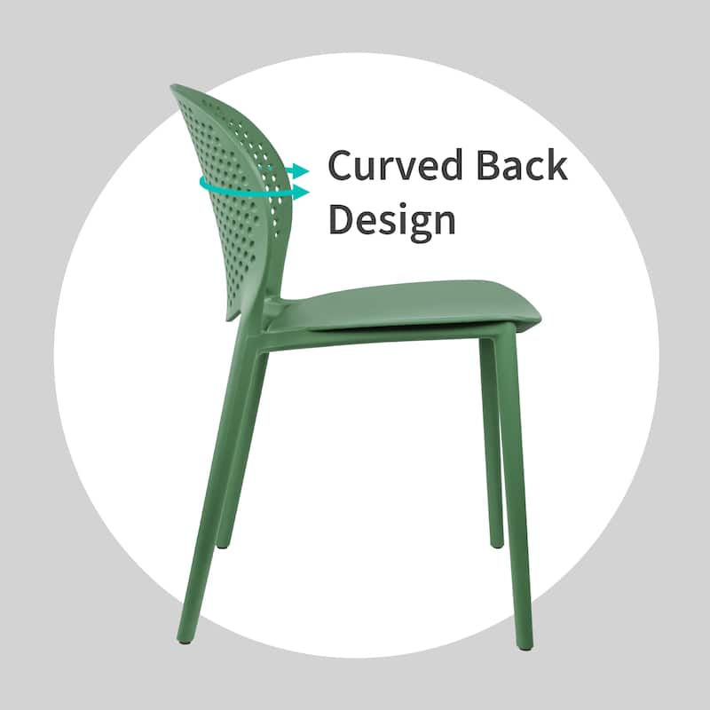Modern Plastic Garden Patio Indoor or Outdoor Dining Stackable Chair UV Protected Armless With Dot Back Surf