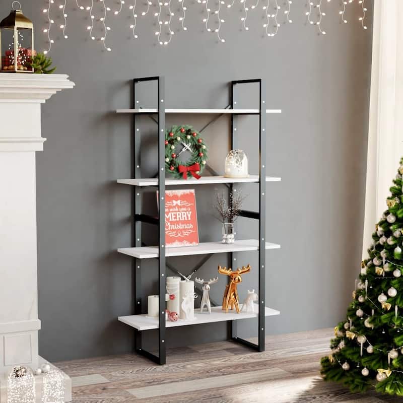 vidaXL 4-Tier Book Cabinet Black 31.5"x11.8"x55.1" Solid Pine Wood
