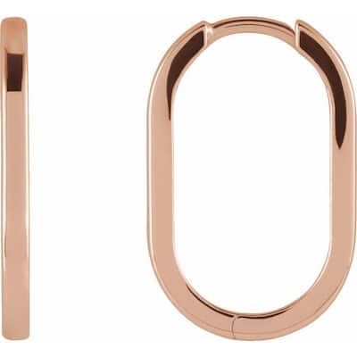 Curata 14k Rose Gold 20x12.5mm Polished Elongated Oval Earrings